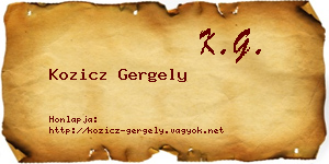 Kozicz Gergely névjegykártya
